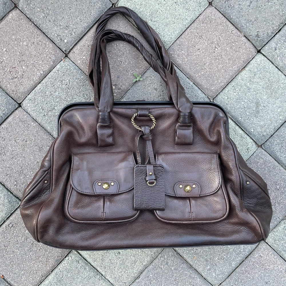 Ellen Tracy, All Leather, Two Braided Handle Purse
